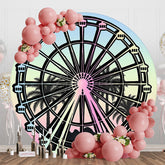 Aperturee - Aperturee Colorful Rainbow Sunset Ferris Wheel Round Backdrop